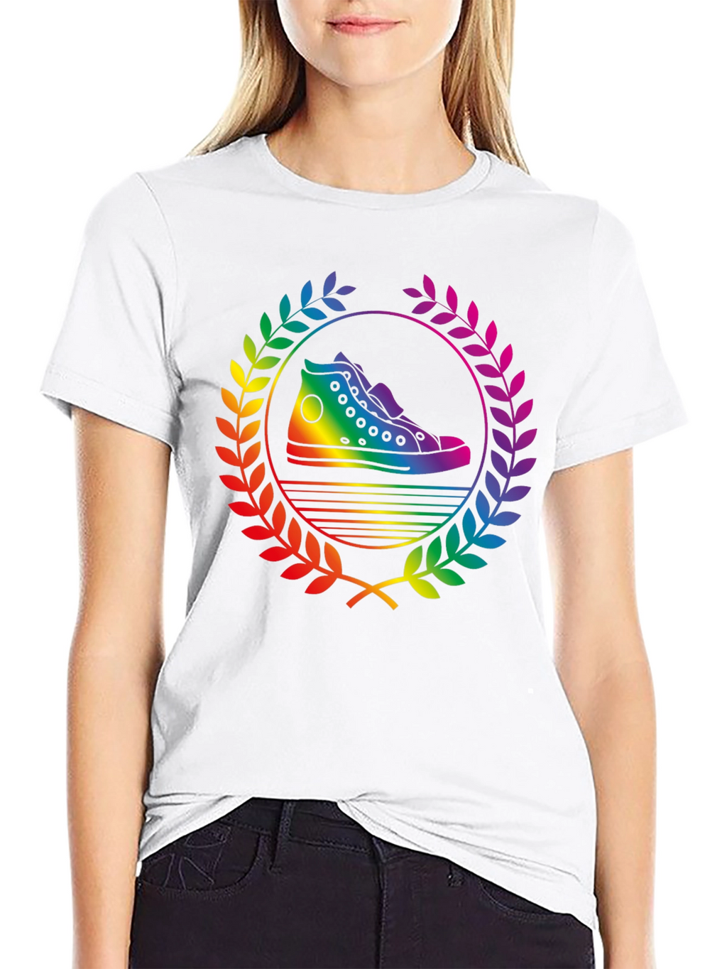 Rainbow Sneaker Laurel Wreath Black T-Shirt