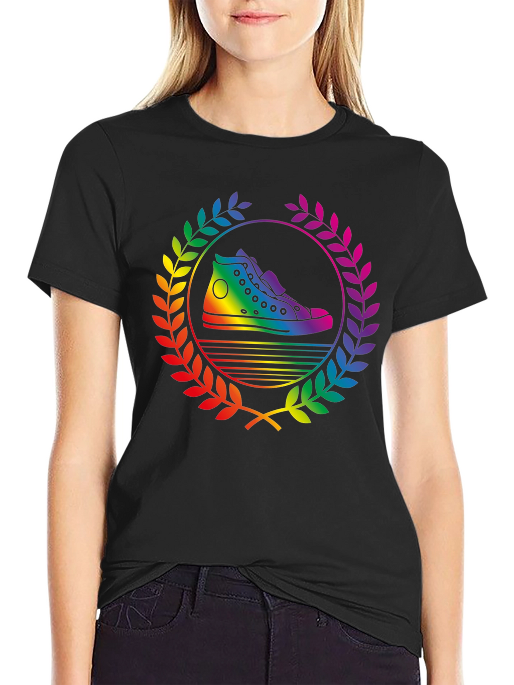 Rainbow Sneaker Laurel Wreath Black T-Shirt