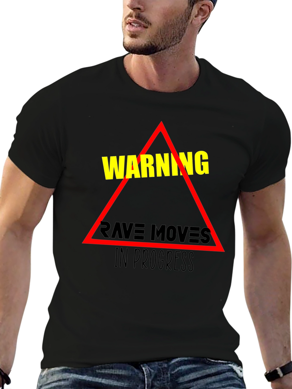 Warning Rave Moves in Progress Black T-Shirt