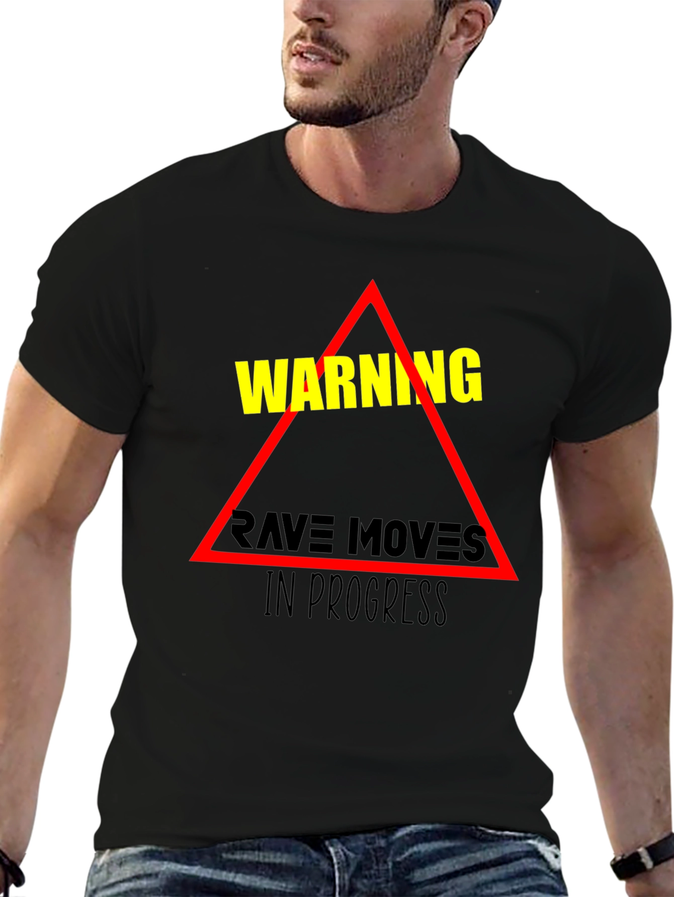 Warning Rave Moves in Progress Black T-Shirt