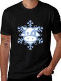 Cow Snowflake Graphic Tee - Winter Holiday Apparel