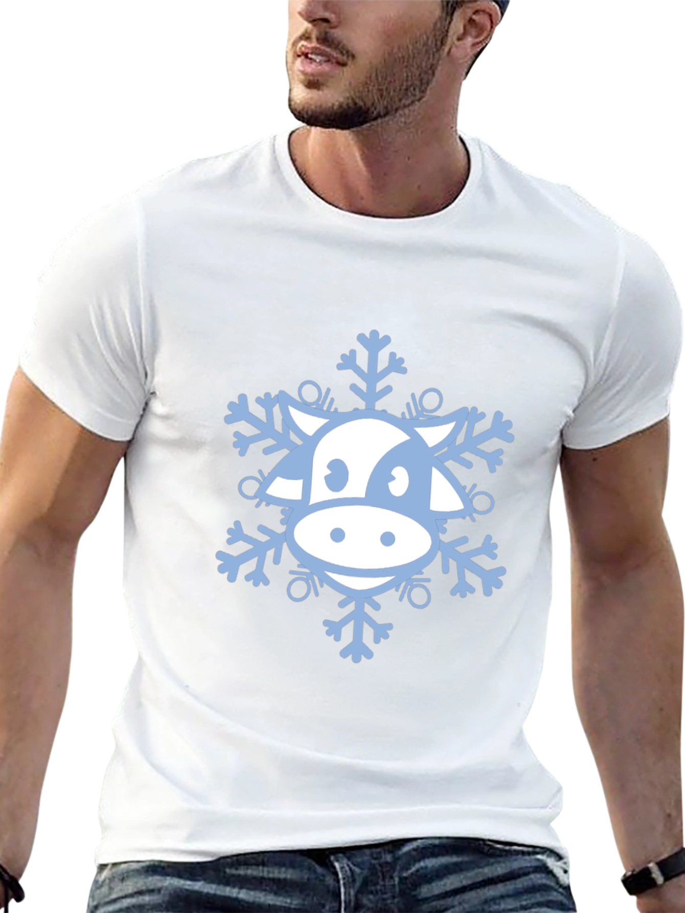 Cow Snowflake Graphic Tee - Winter Holiday Apparel