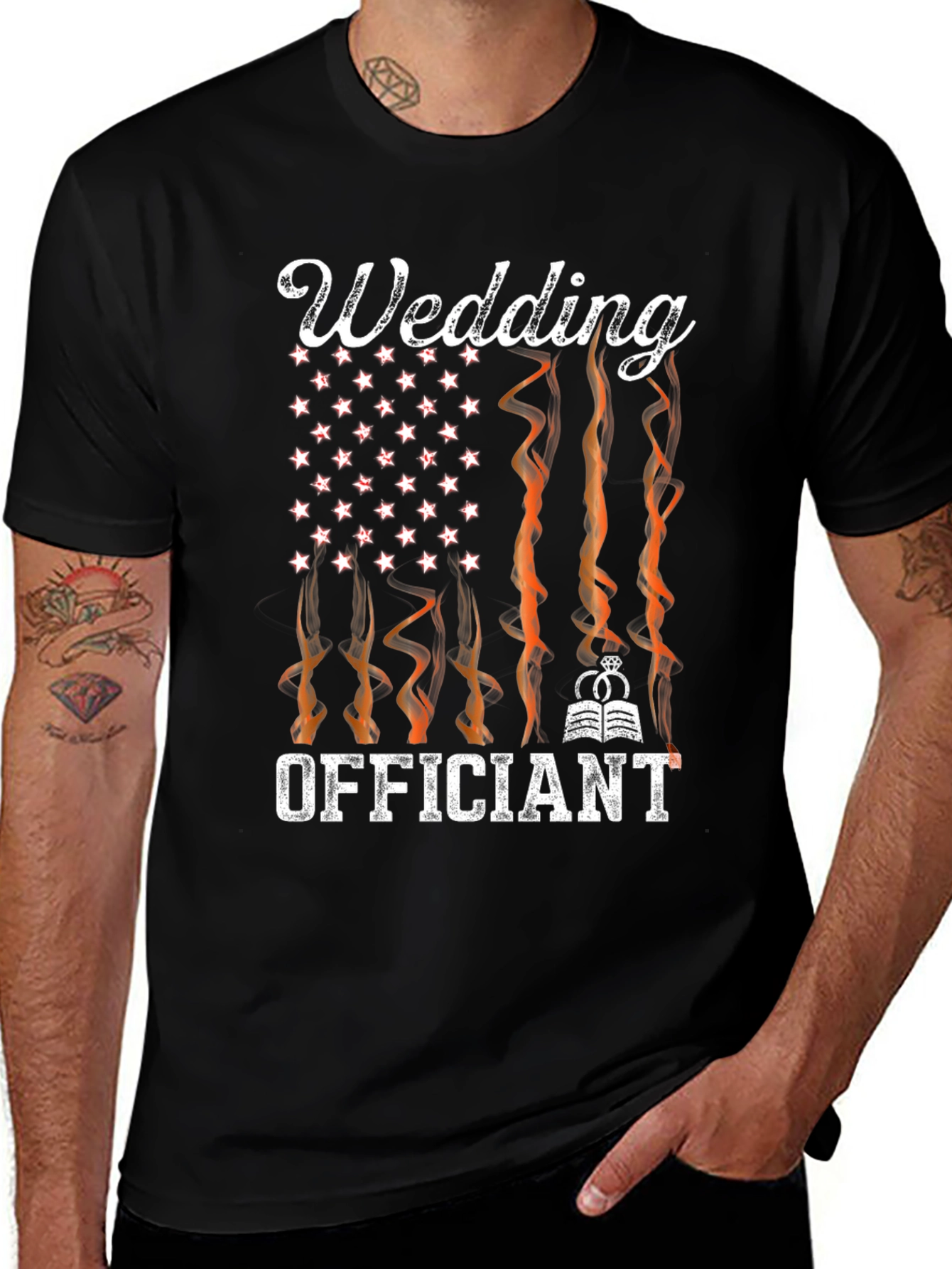 Wedding Officiant Graphic Tee - American Flag Design
