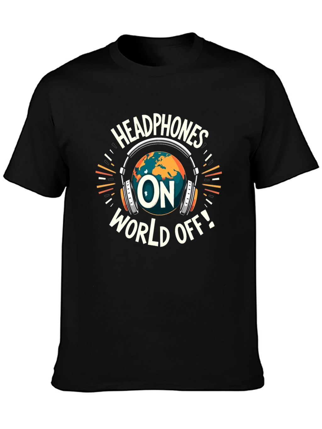 Headphones On World Off Graphic T-Shirt