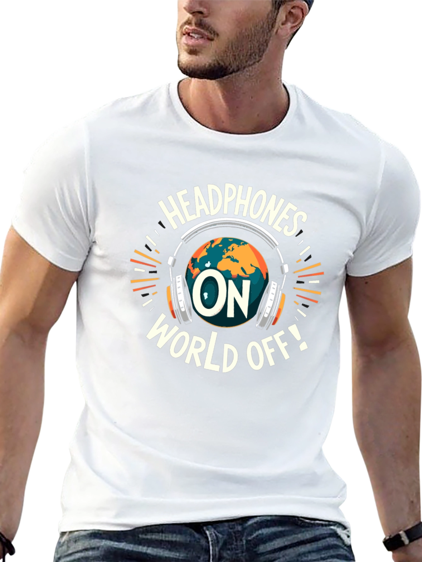 Headphones On World Off Graphic T-Shirt