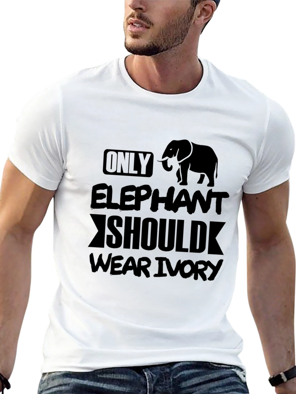 Elephant Ivory Graphic T-Shirt - Black