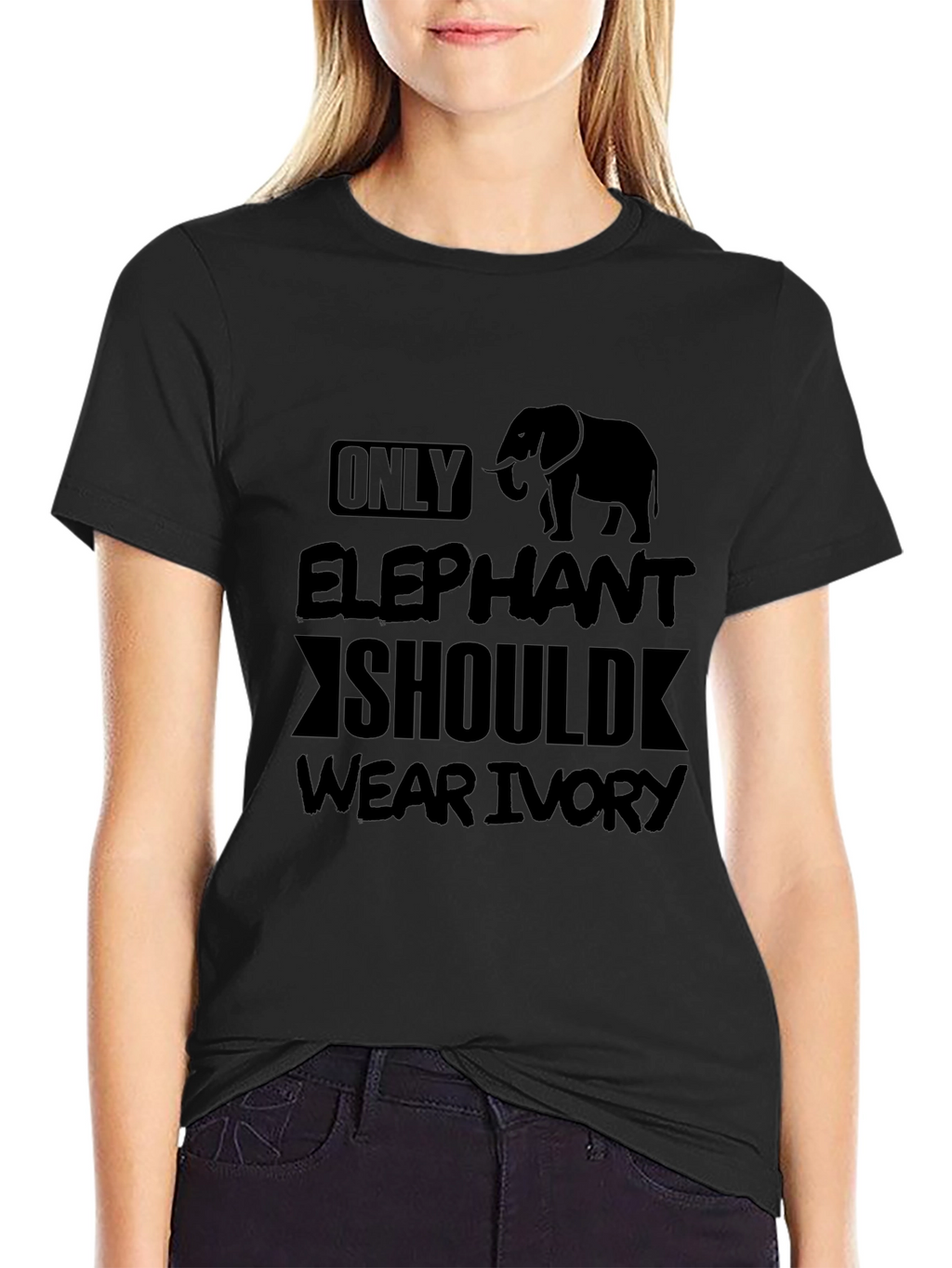 Elephant Ivory Graphic T-Shirt - Black