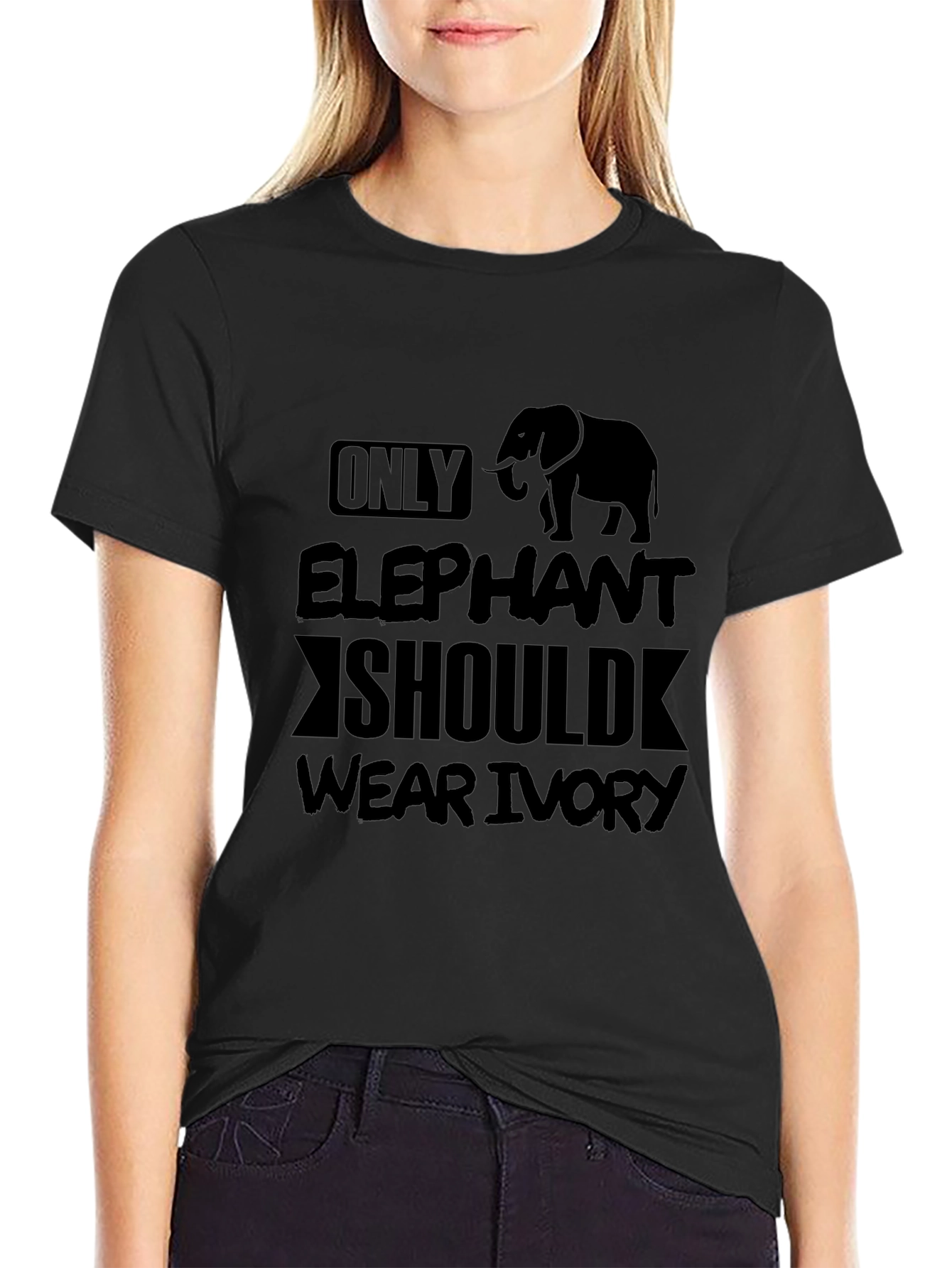 Elephant Ivory Graphic T-Shirt - Black
