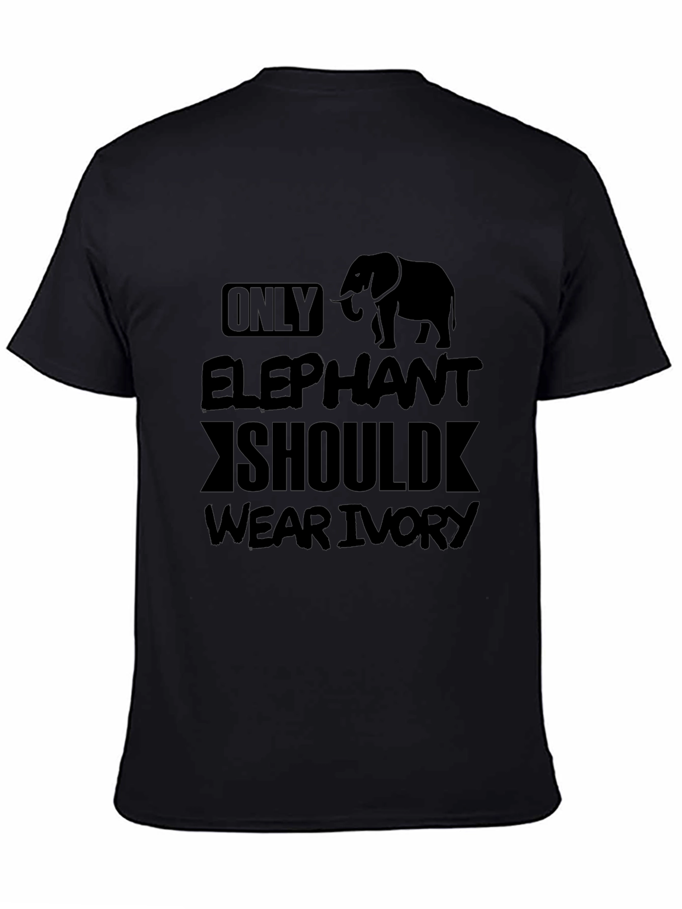 Elephant Ivory Graphic T-Shirt - Black