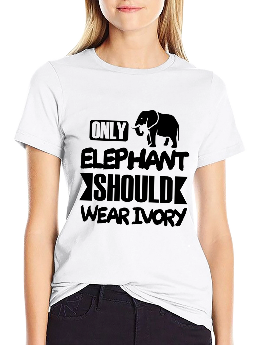 Elephant Ivory Graphic T-Shirt - Black