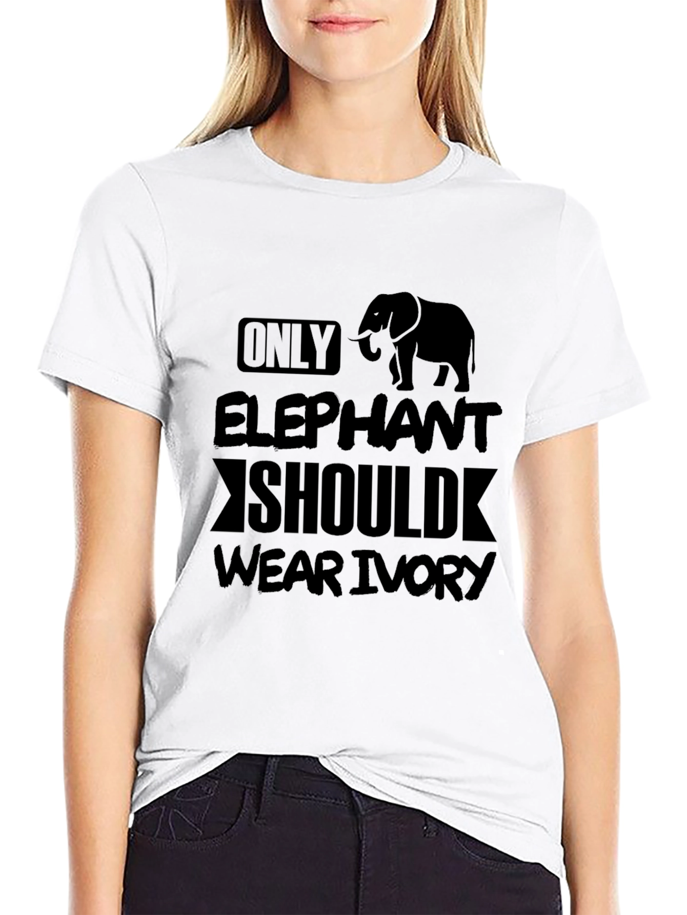 Elephant Ivory Graphic T-Shirt - Black