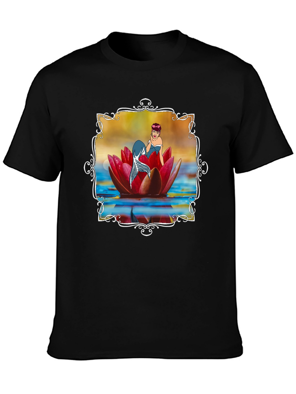Mermaid Lotus Flower T-Shirt - Unique Graphic Tee