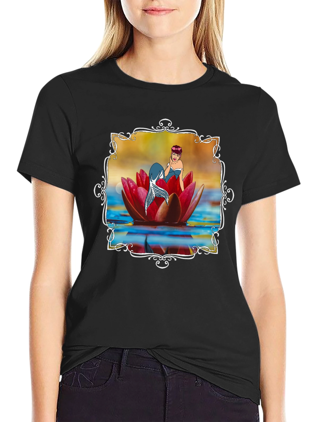 Mermaid Lotus Flower T-Shirt - Unique Graphic Tee