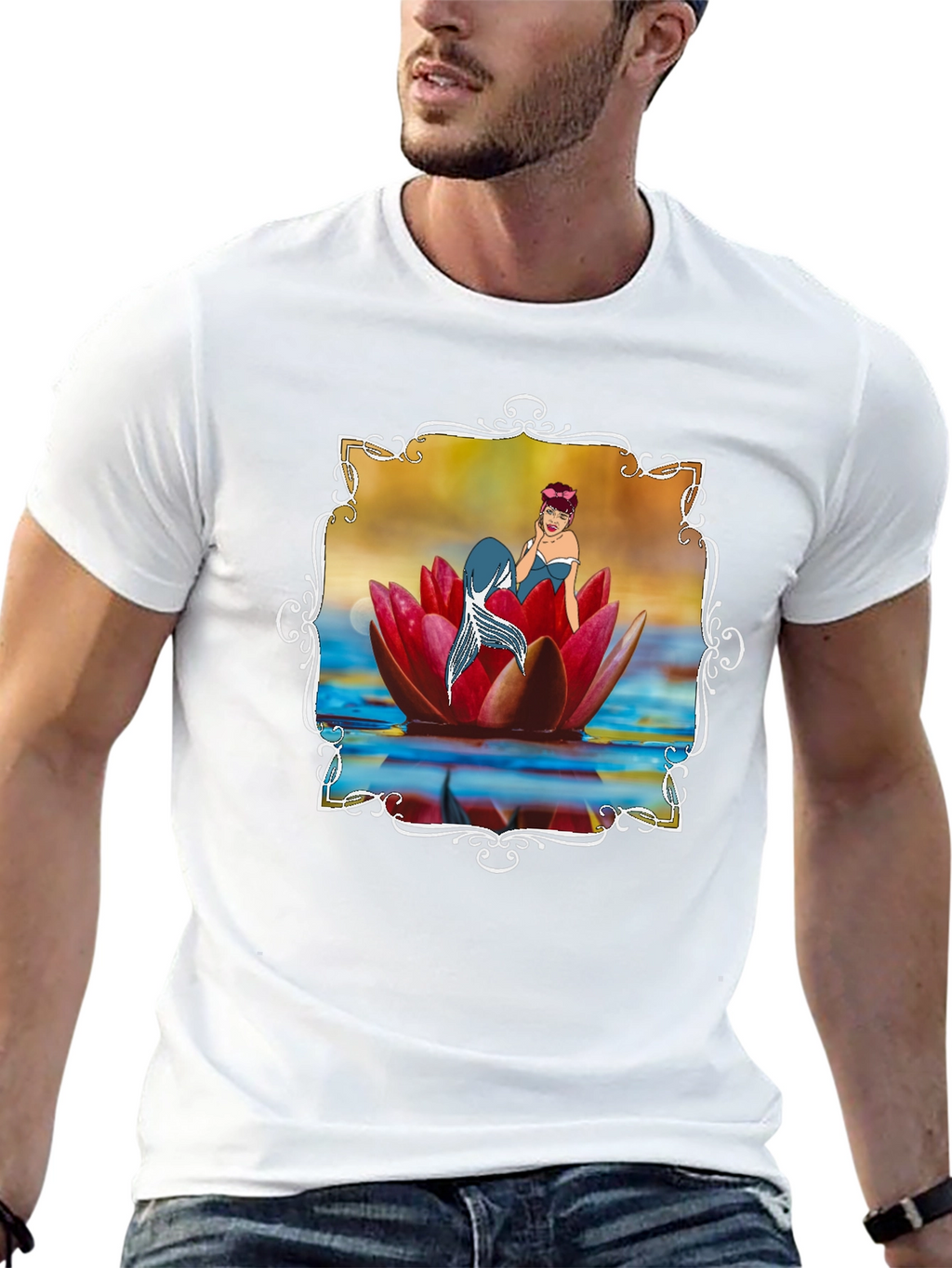 Mermaid Lotus Flower T-Shirt - Unique Graphic Tee