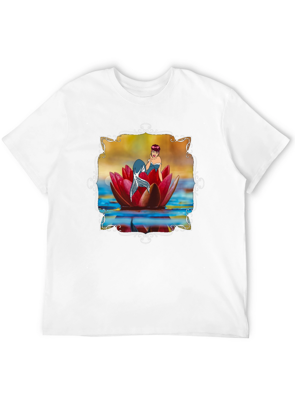 Mermaid Lotus Flower T-Shirt - Unique Graphic Tee