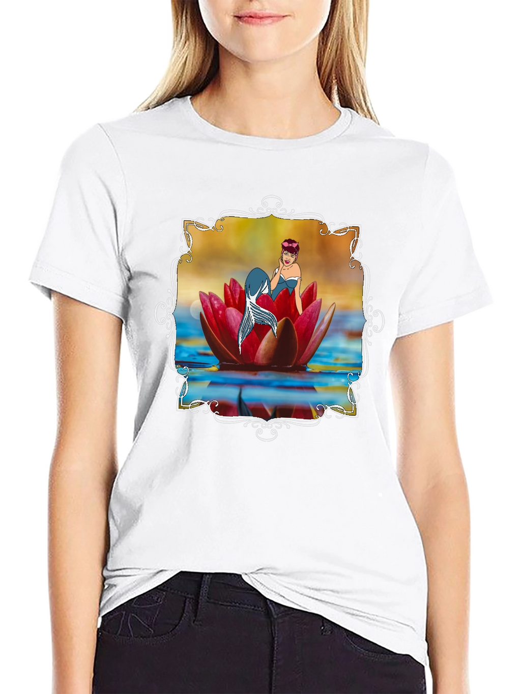 Mermaid Lotus Flower T-Shirt - Unique Graphic Tee