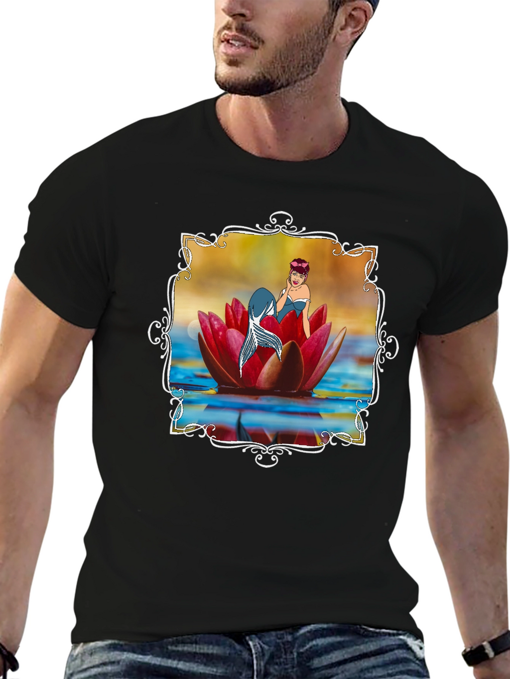 Mermaid Lotus Flower T-Shirt - Unique Graphic Tee