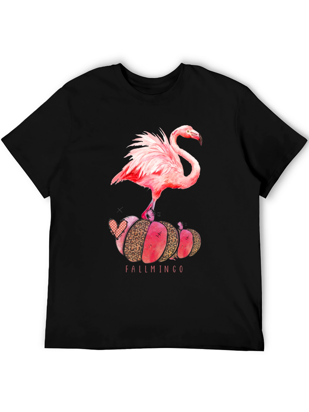 Fallmingo T-Shirt: Pink Flamingo Pumpkin Design