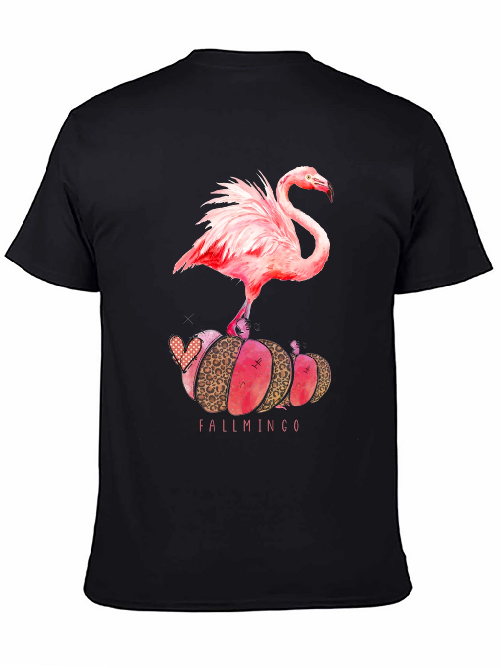 Fallmingo T-Shirt: Pink Flamingo Pumpkin Design