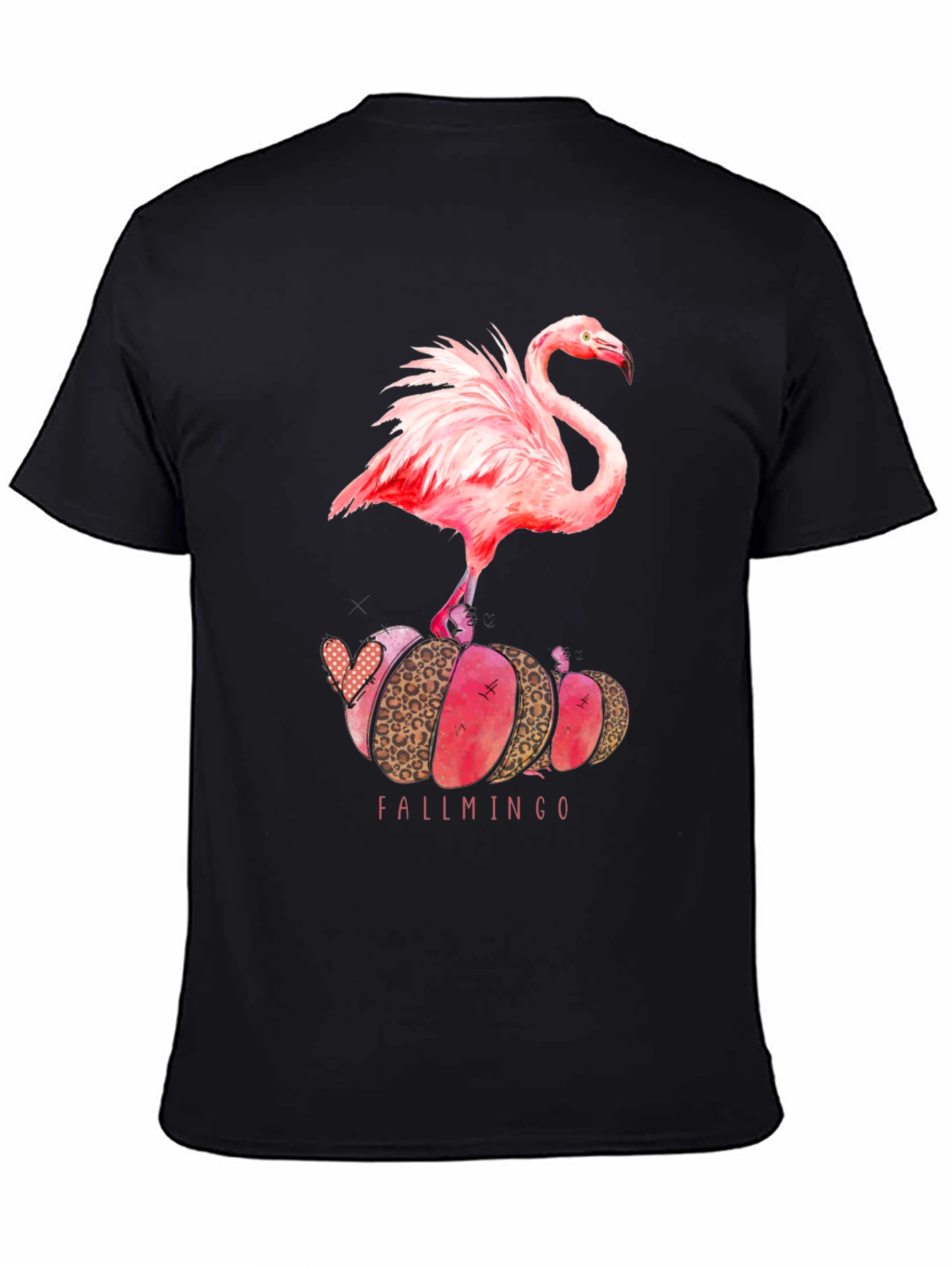 Fallmingo T-Shirt: Pink Flamingo Pumpkin Design