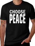 Choose Peace Graphic T-Shirt - Black Short Sleeve