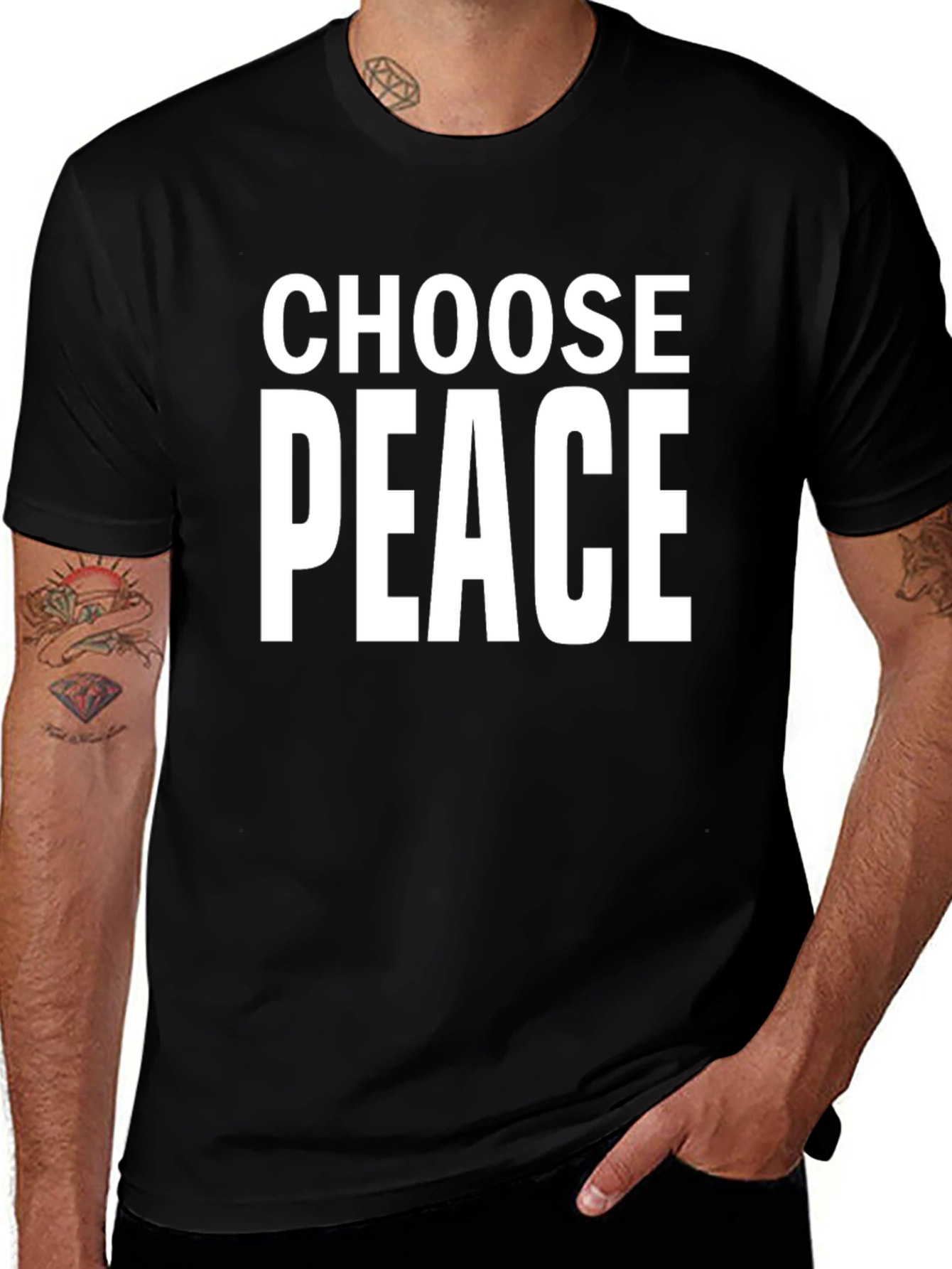 Choose Peace Graphic T-Shirt - Black Short Sleeve
