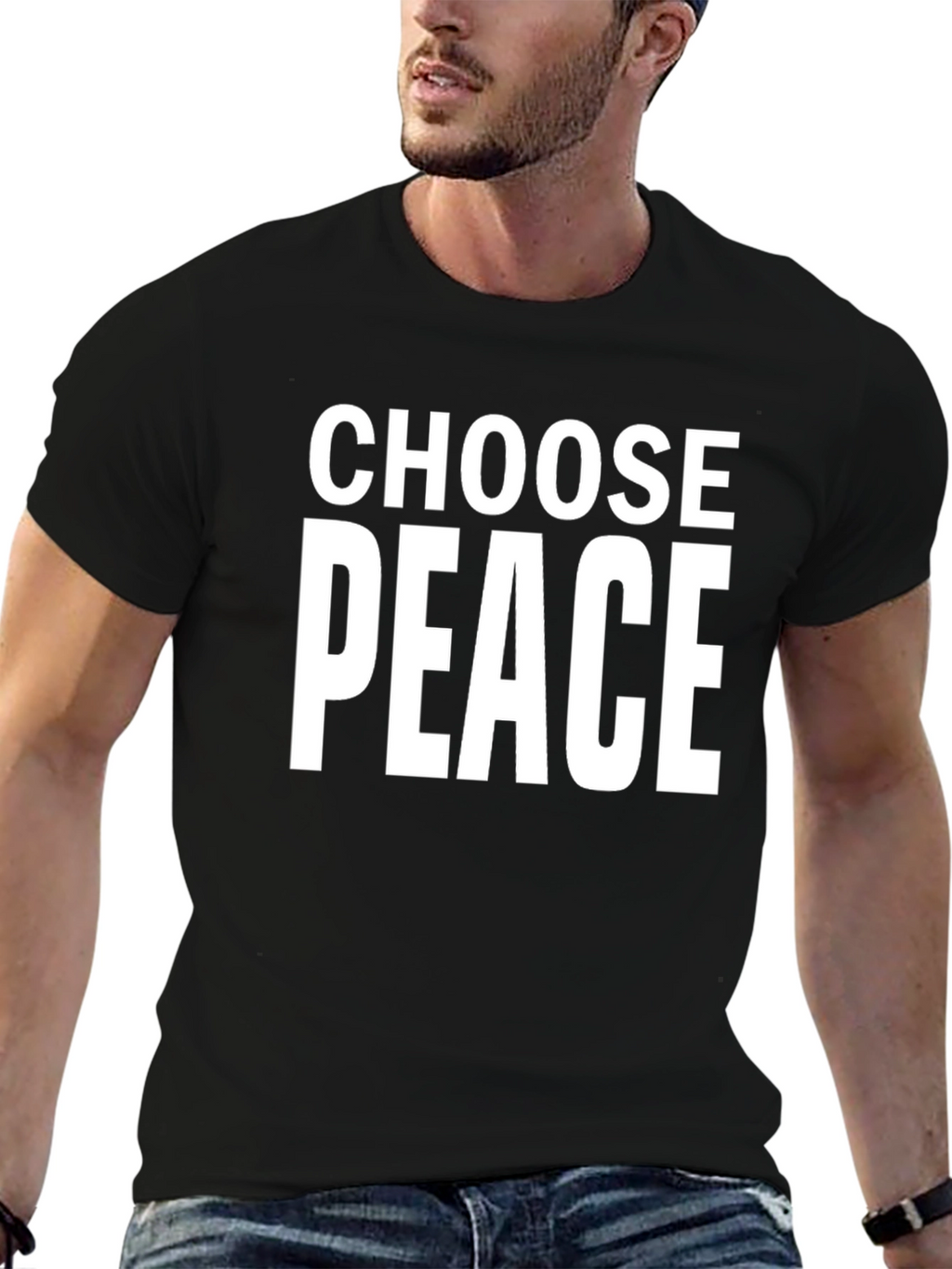 Choose Peace Graphic T-Shirt - Black Short Sleeve