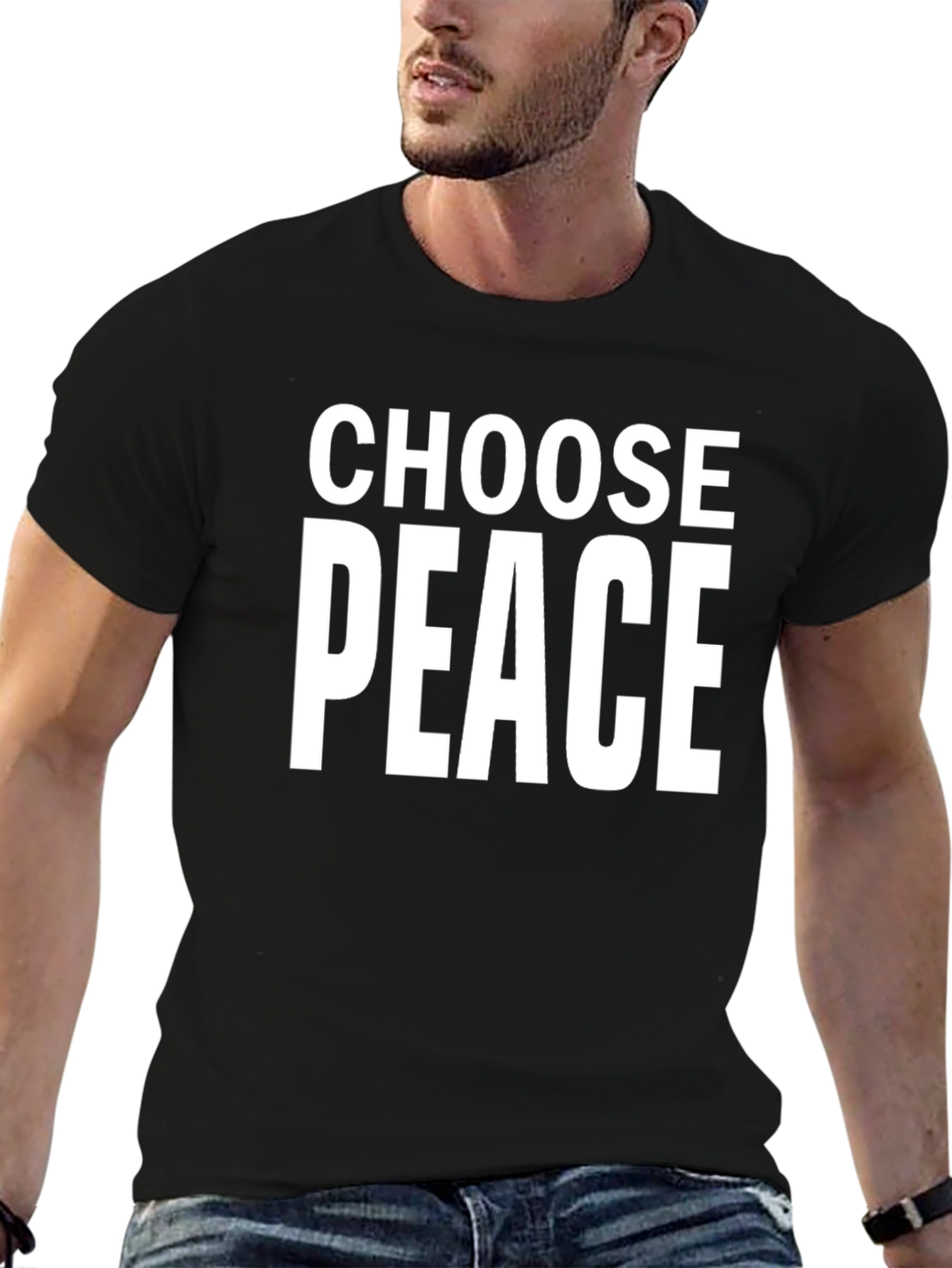 Choose Peace Graphic T-Shirt - Black Short Sleeve