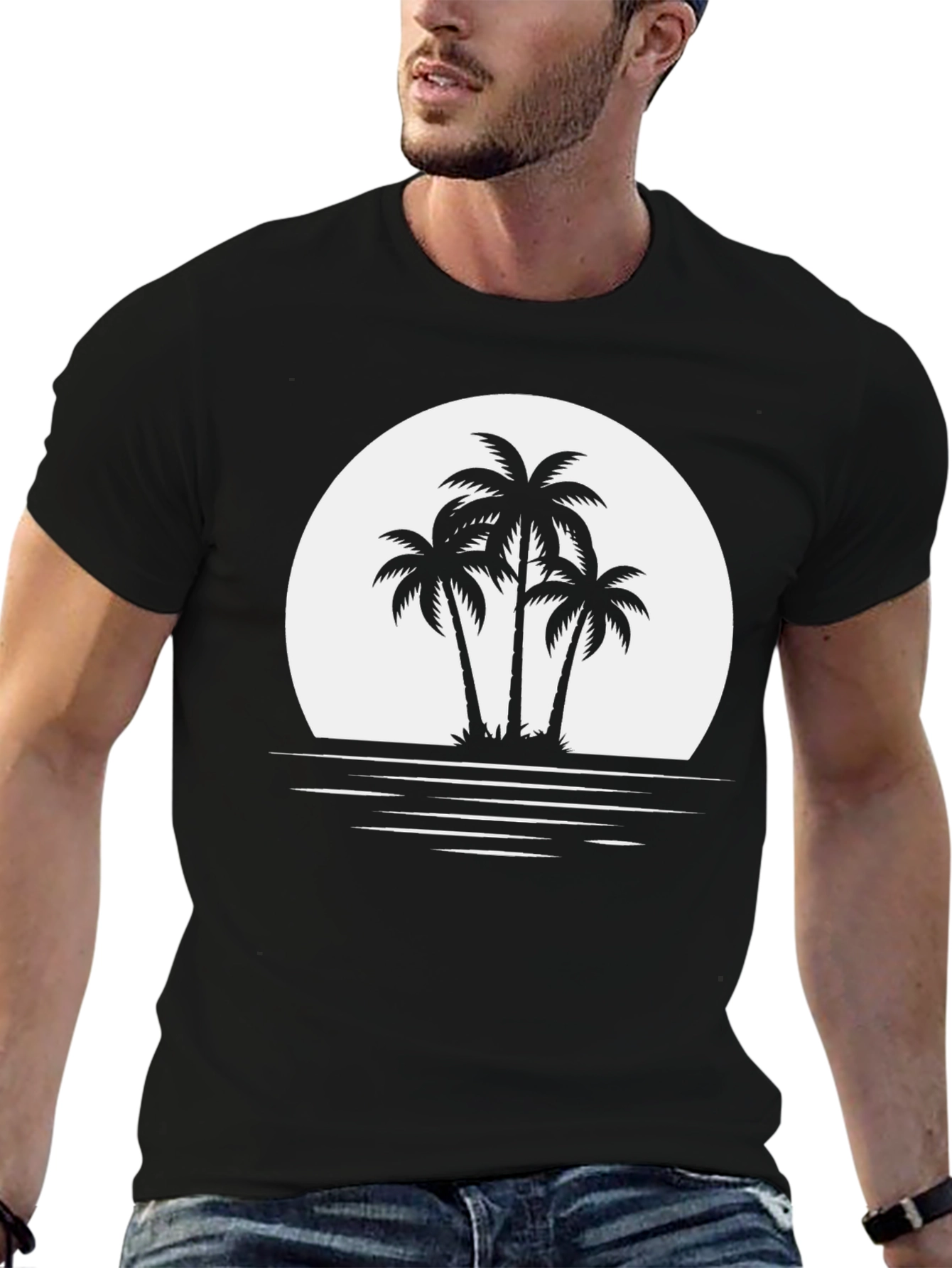 Palm Tree Sunset Graphic Tee - Island Vibes T-Shirt