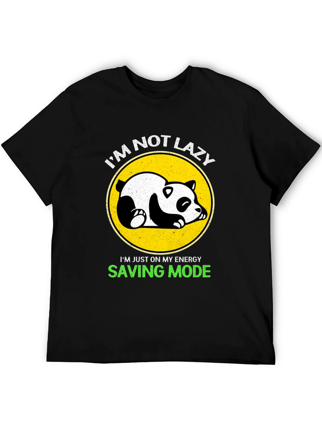 Lazy Panda Energy Saving Mode Black T-Shirt