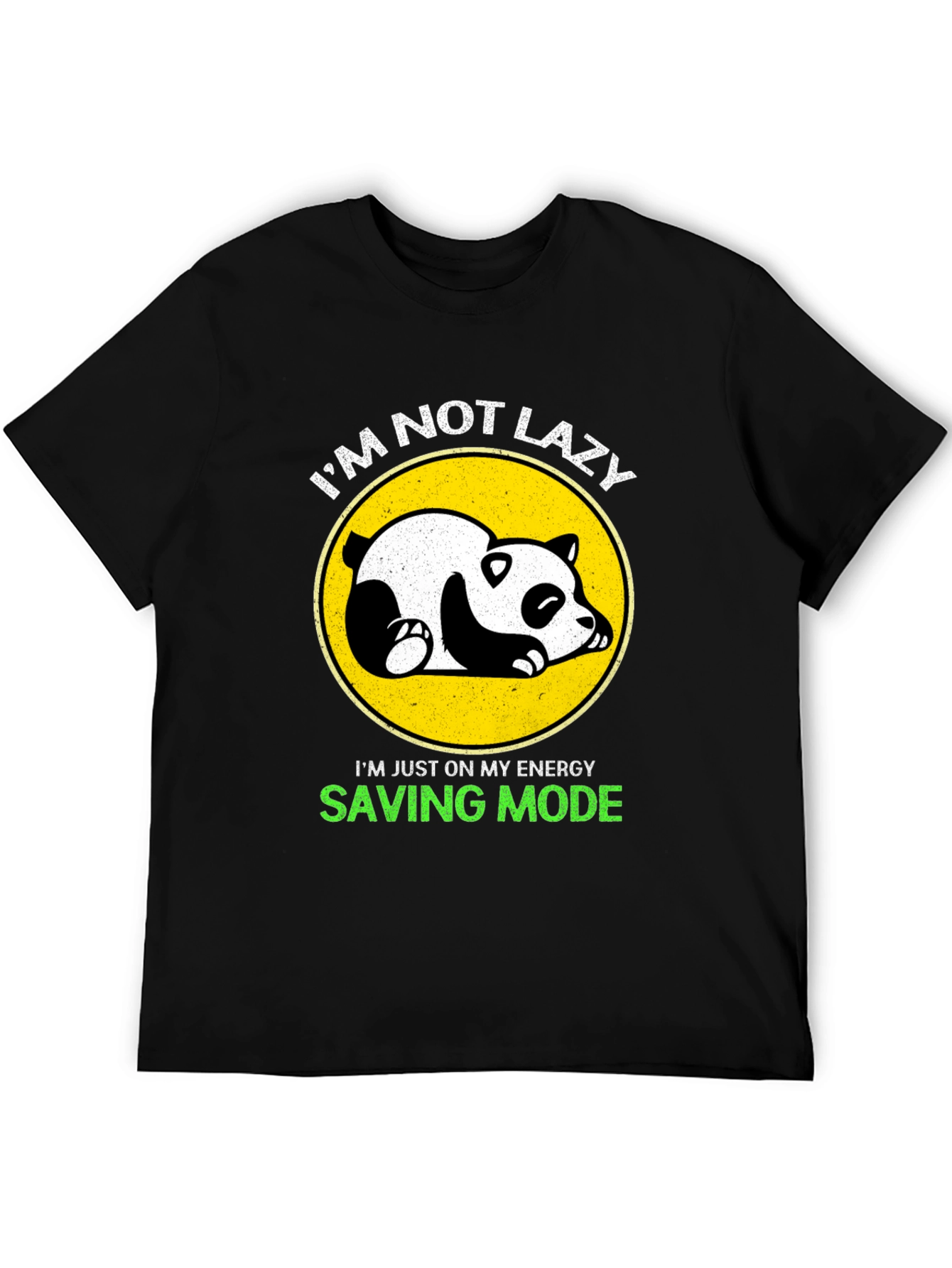 Lazy Panda Energy Saving Mode Black T-Shirt
