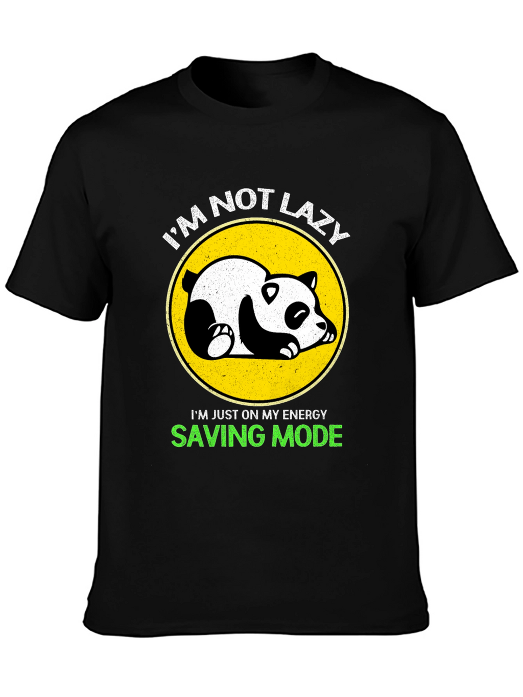 Lazy Panda Energy Saving Mode Black T-Shirt