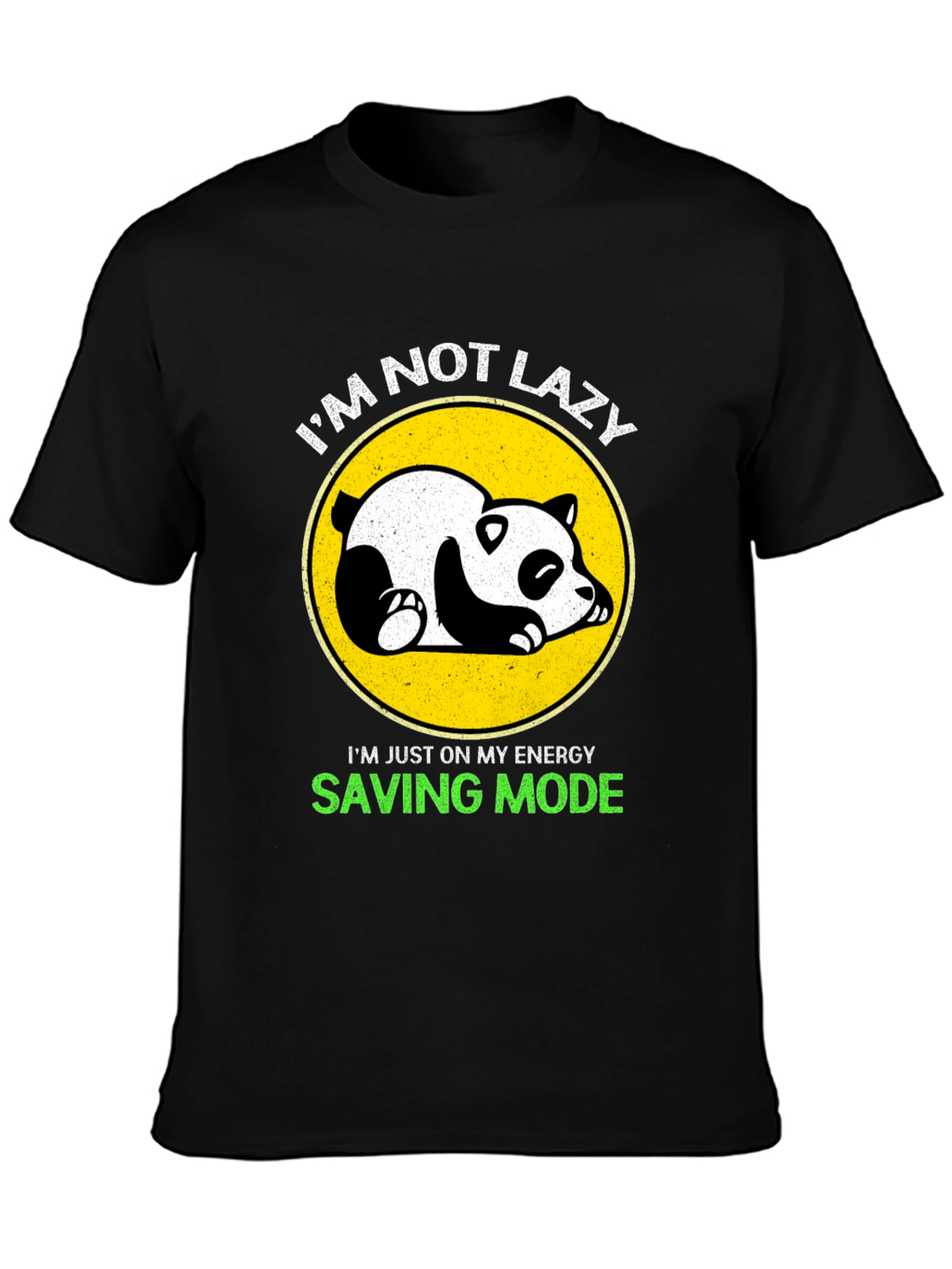 Lazy Panda Energy Saving Mode Black T-Shirt