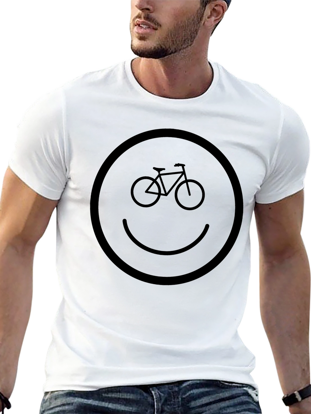 Smiley Face Bike Graphic T-Shirt - Casual Comfort