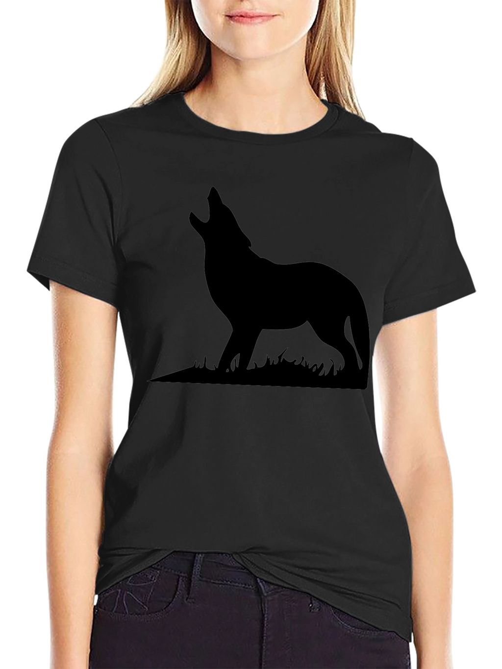 Wolf Silhouette Graphic Print T-Shirt