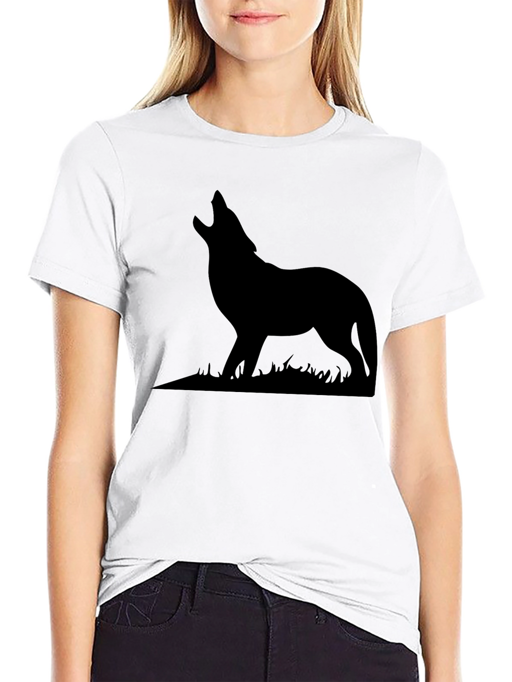 Wolf Silhouette Graphic Print T-Shirt
