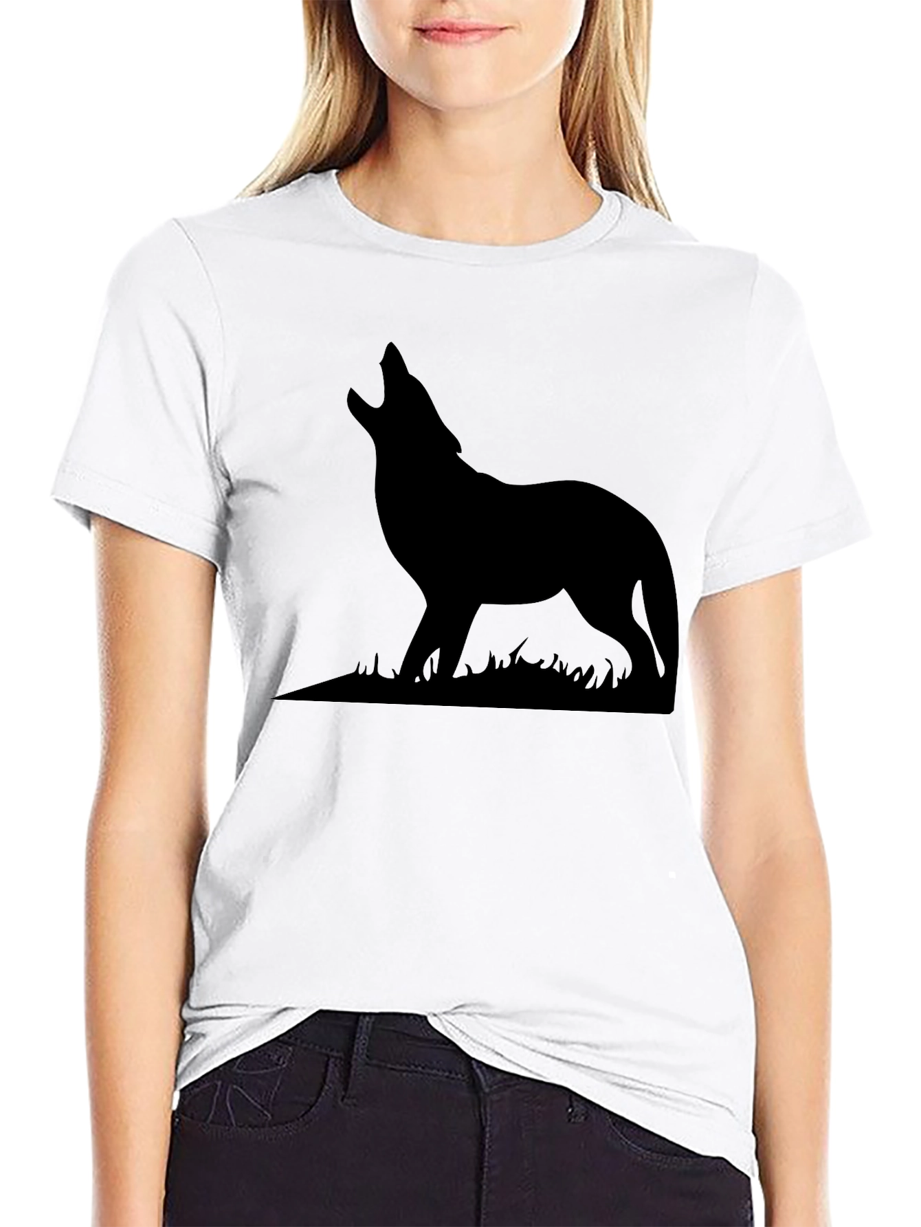 Wolf Silhouette Graphic Print T-Shirt