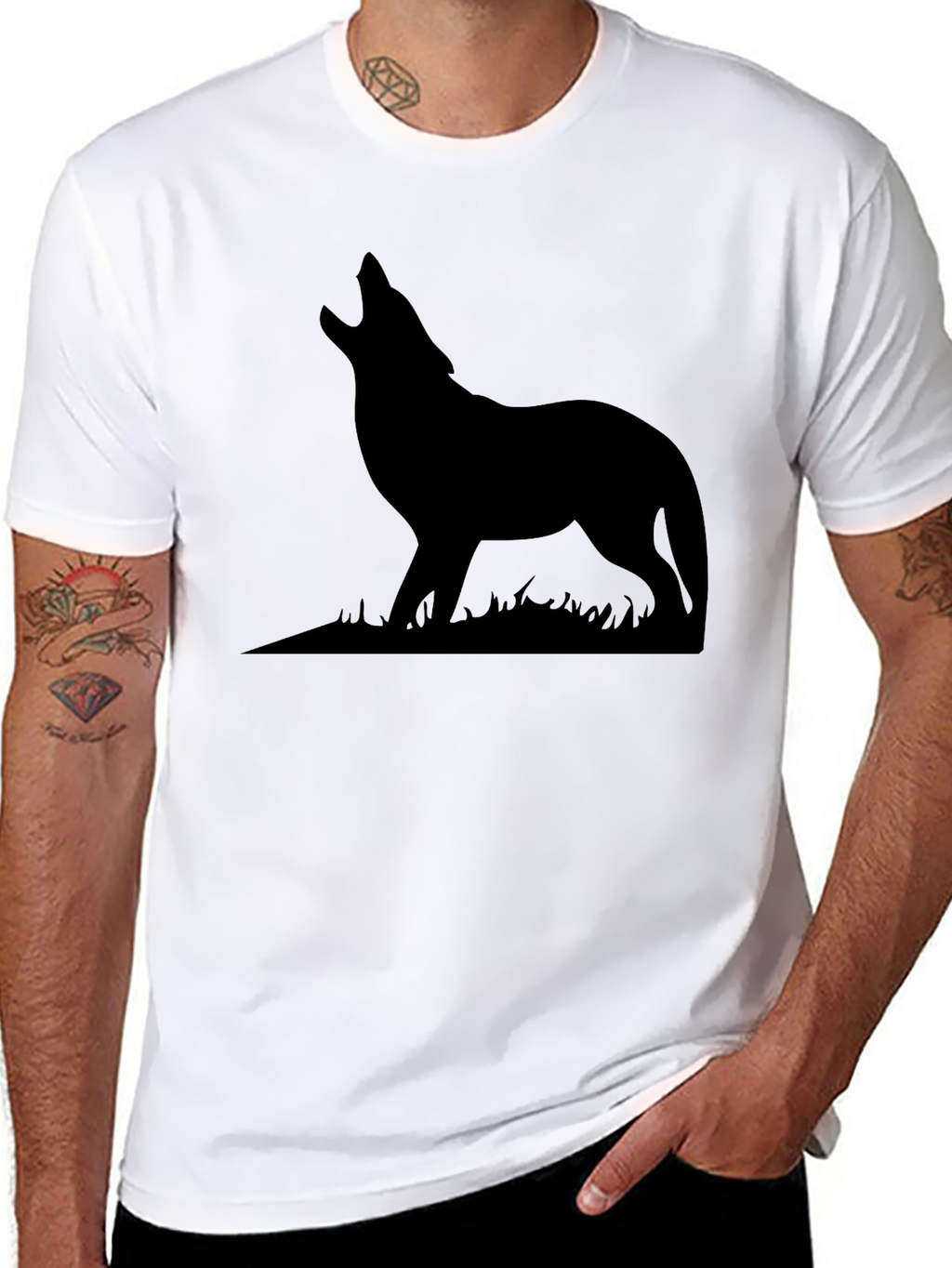 Wolf Silhouette Graphic Print T-Shirt