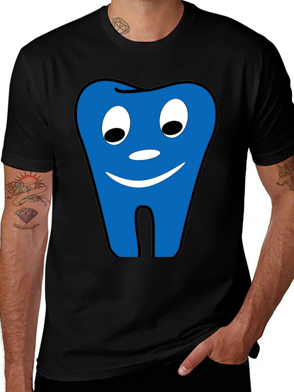 Funny Tooth Graphic Tee - Black Cotton Comfort