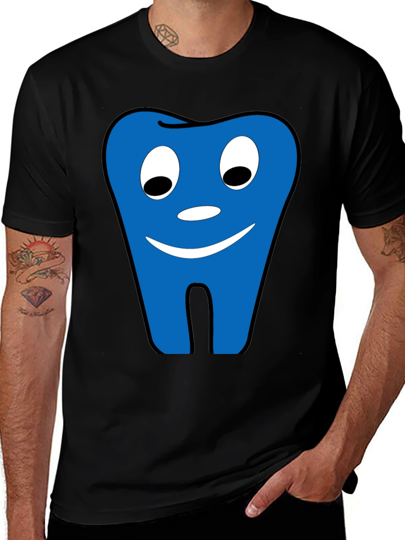 Funny Tooth Graphic Tee - Black Cotton Comfort