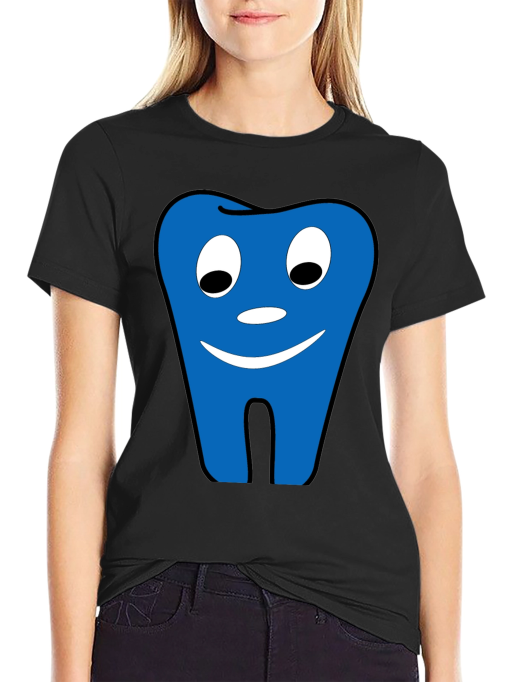 Funny Tooth Graphic Tee - Black Cotton Comfort