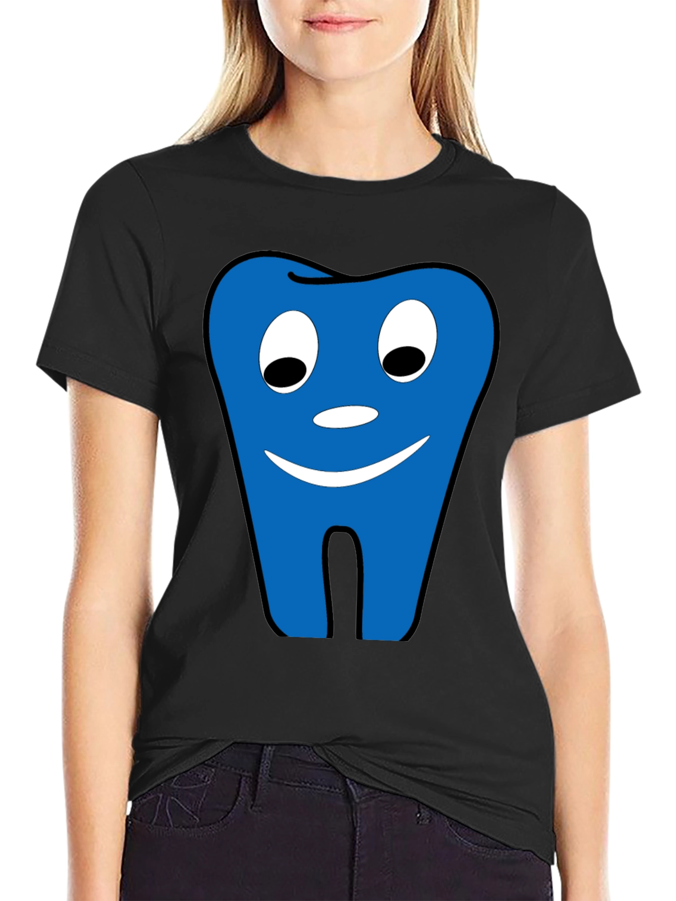 Funny Tooth Graphic Tee - Black Cotton Comfort