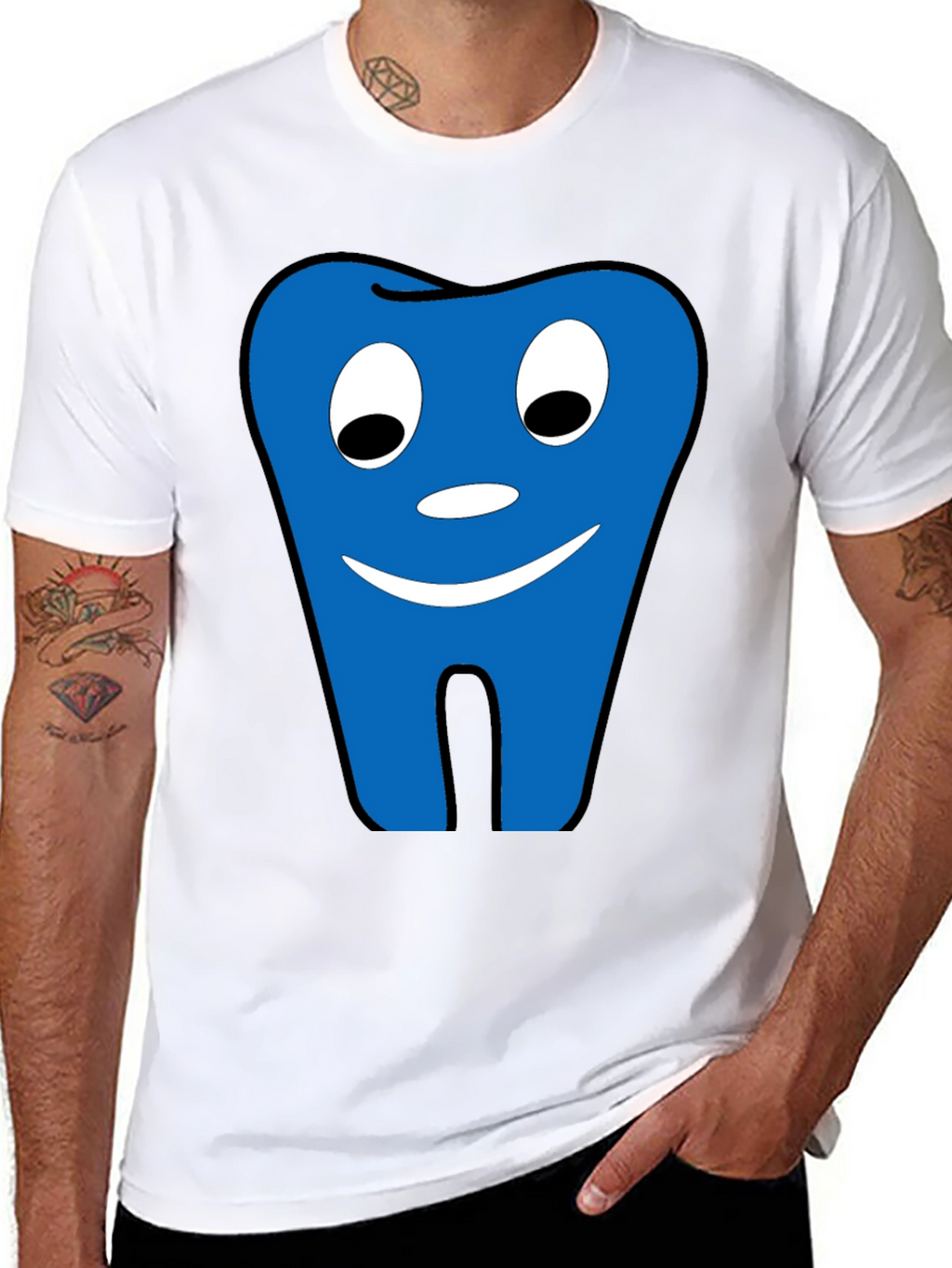 Funny Tooth Graphic Tee - Black Cotton Comfort