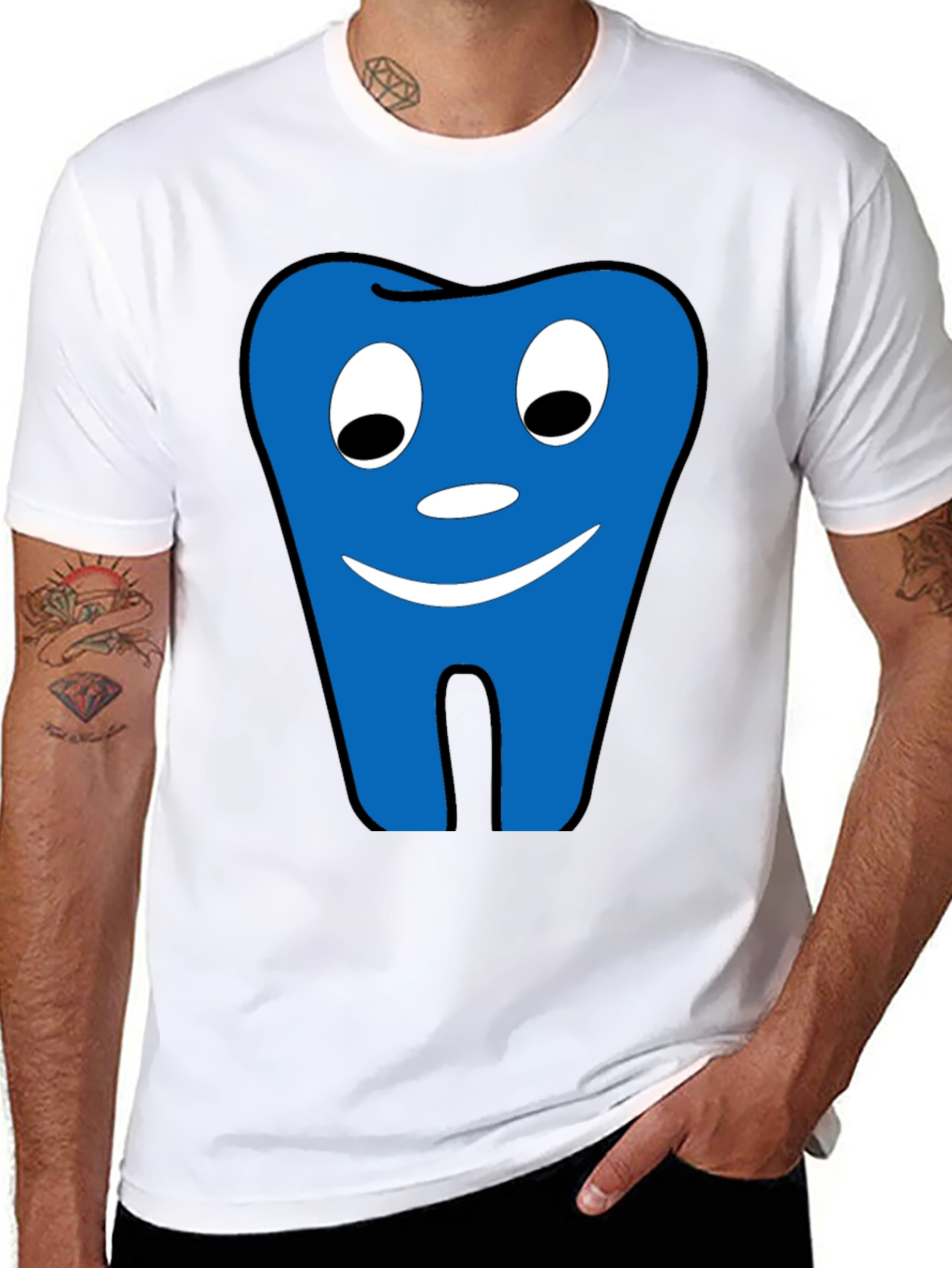 Funny Tooth Graphic Tee - Black Cotton Comfort