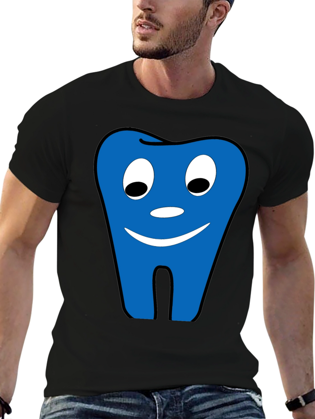Funny Tooth Graphic Tee - Black Cotton Comfort