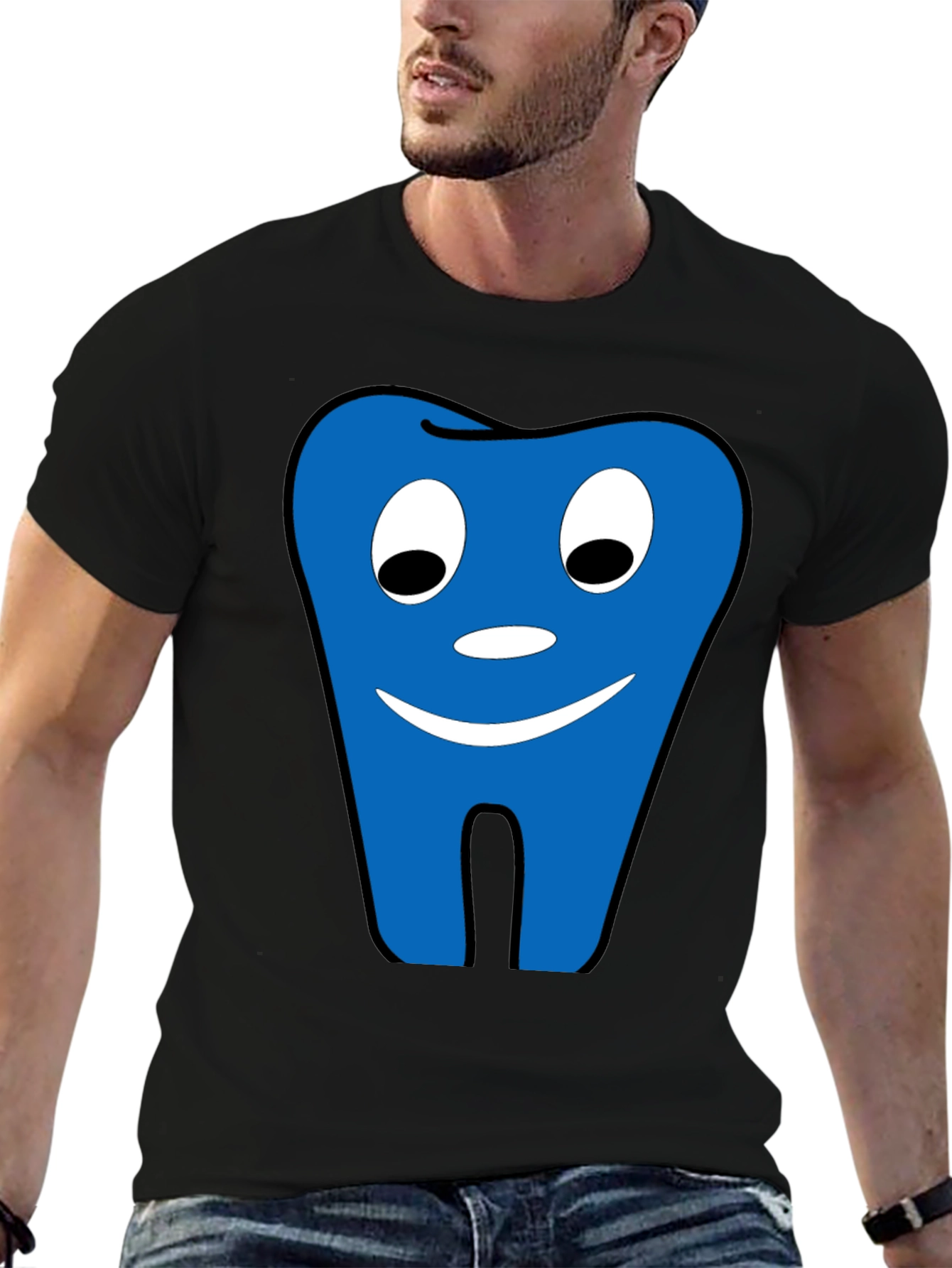 Funny Tooth Graphic Tee - Black Cotton Comfort