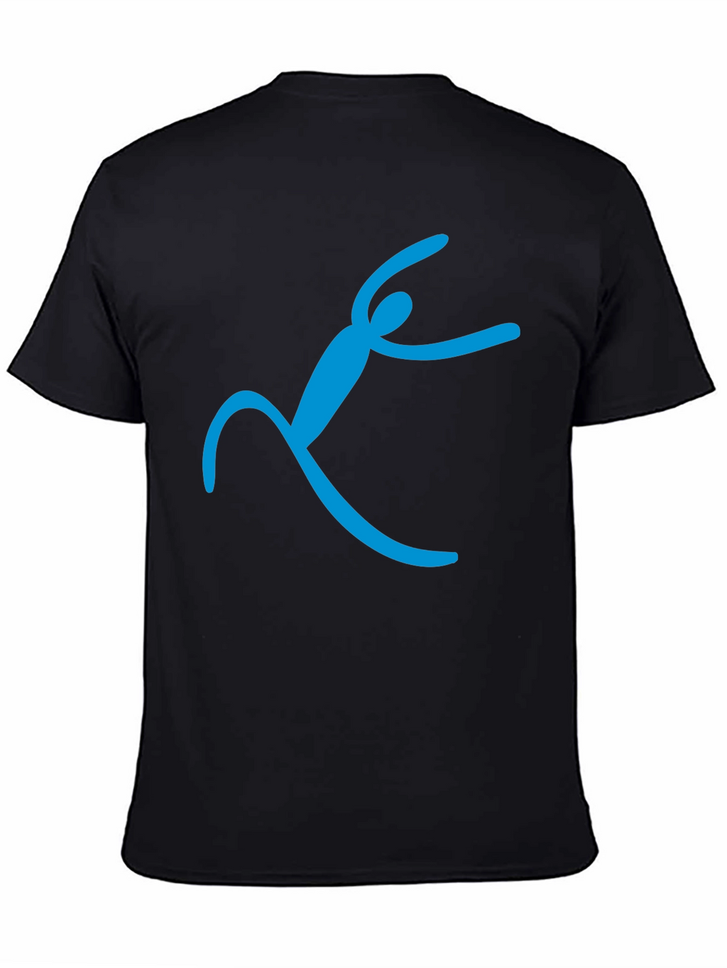 Black T-Shirt with Abstract Blue Figure Design