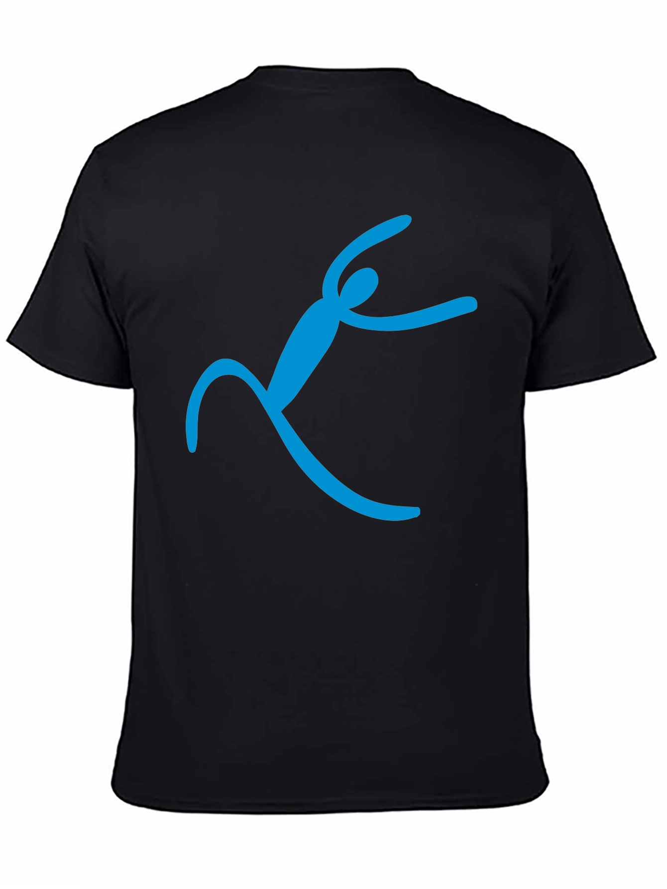 Black T-Shirt with Abstract Blue Figure Design