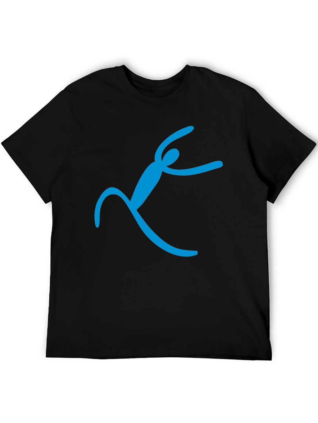 Black T-Shirt with Abstract Blue Figure Design