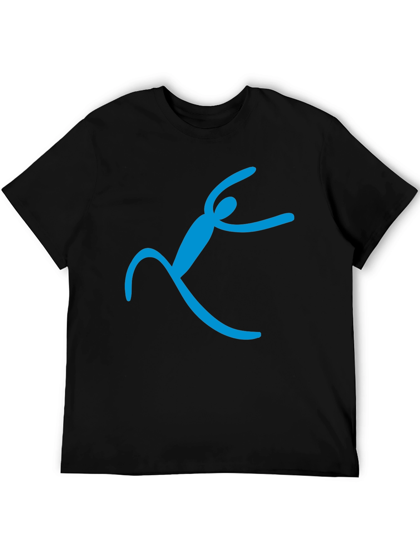 Black T-Shirt with Abstract Blue Figure Design
